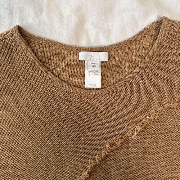 j. jill camel knit poncho sweater tan oversized raw edge xs/s - Picture 4 of 5
